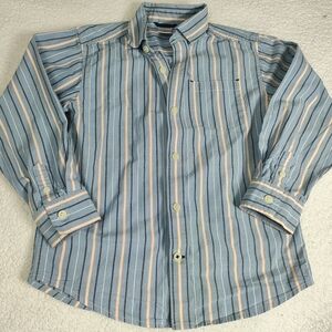 Boys' Gymboree Blue and Orange Striped Button Down Shirt, Size 6